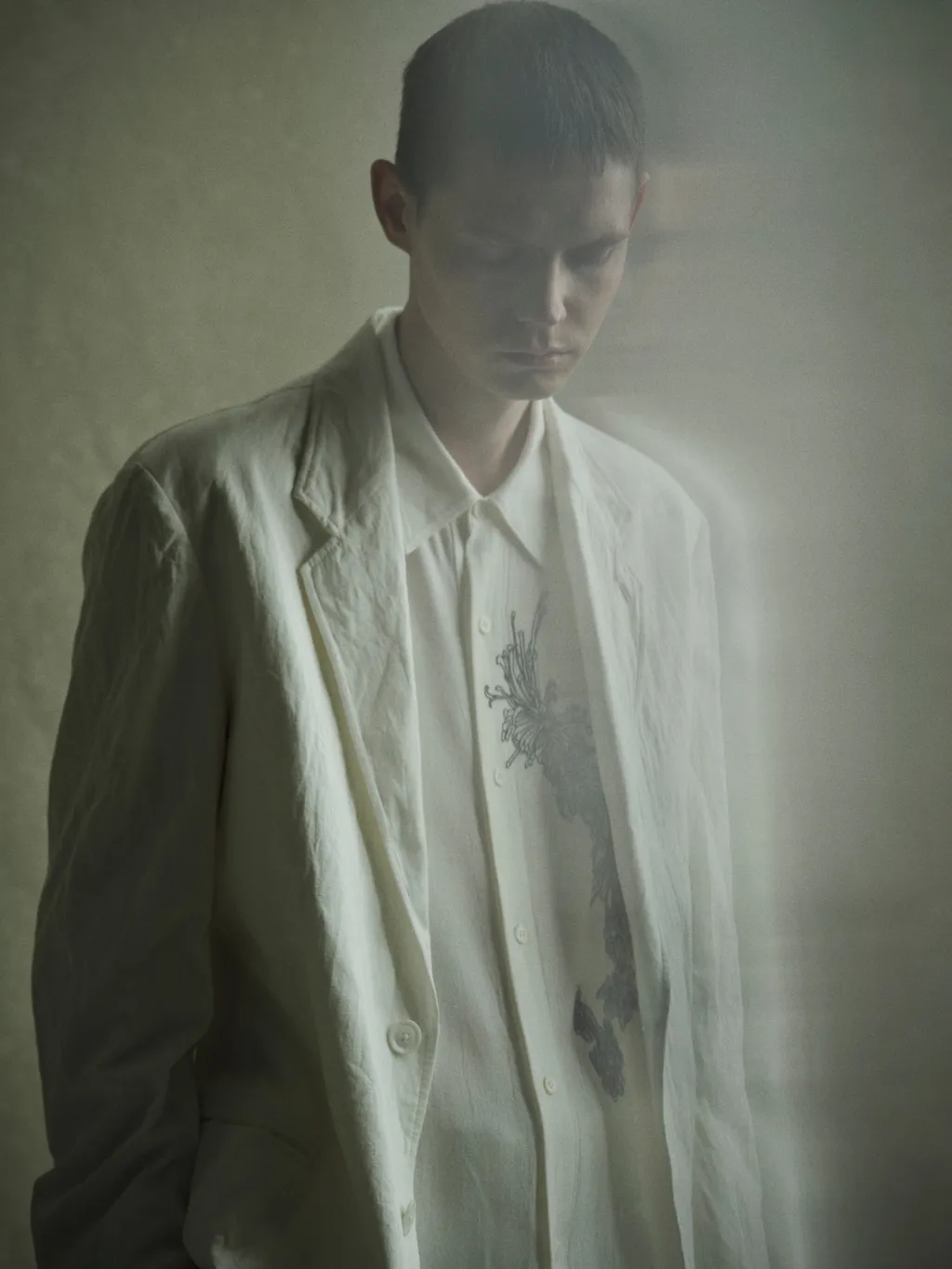 Viscose Twill Chrysanthemum Embroidery Oversized Shirt