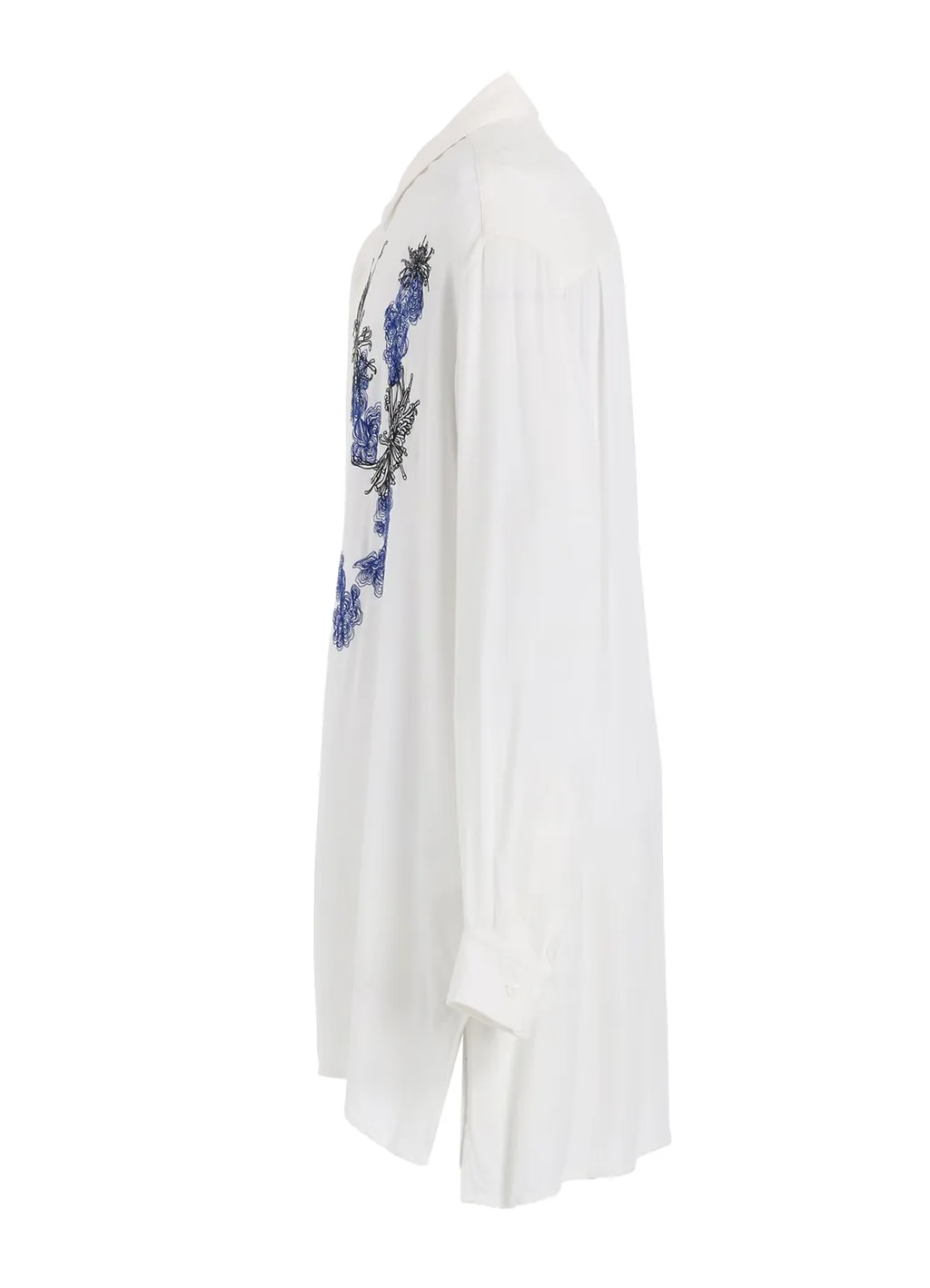 Viscose Twill Chrysanthemum Embroidery Oversized Shirt