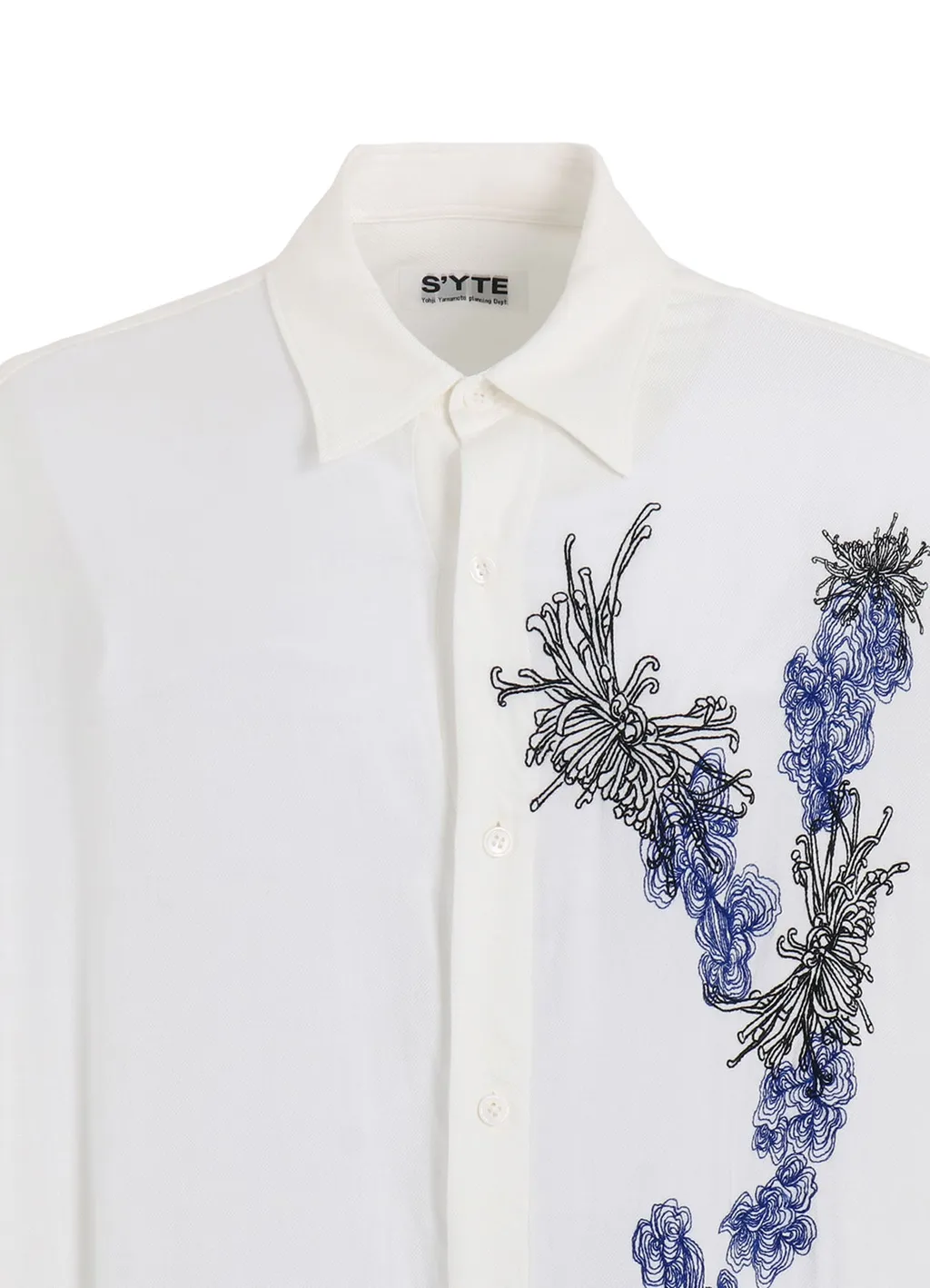 Viscose Twill Chrysanthemum Embroidery Oversized Shirt