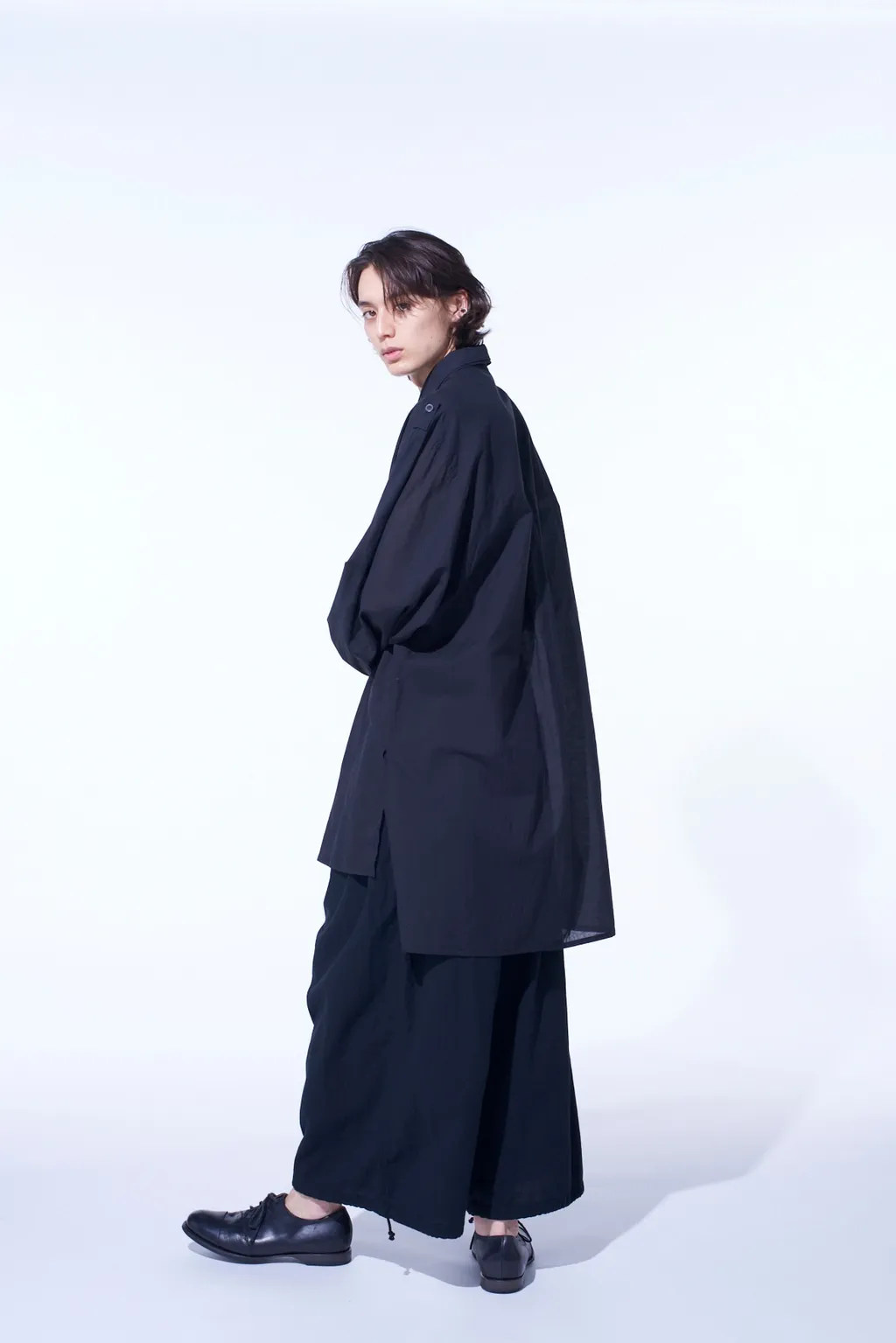 Cotton Silk Loan Oversized Double Collar Military Shirt