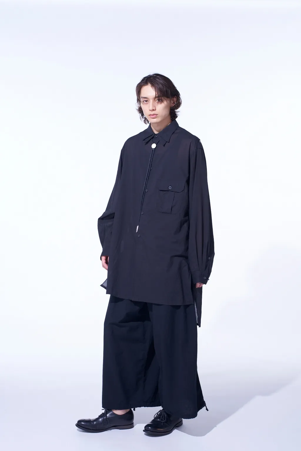 Cotton Silk Loan Oversized Double Collar Military Shirt