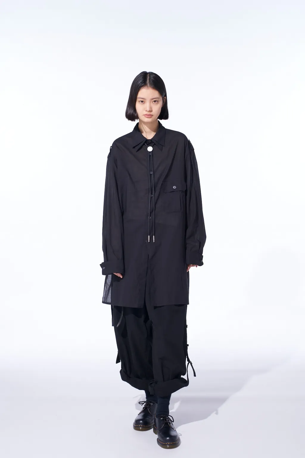 Cotton Silk Loan Oversized Double Collar Military Shirt