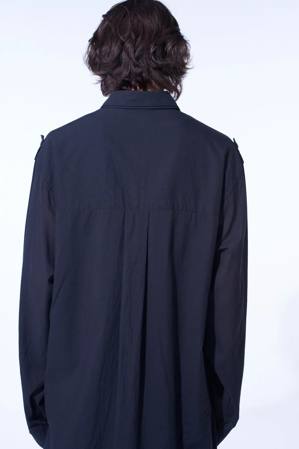 Cotton Silk Loan Oversized Double Collar Military Shirt