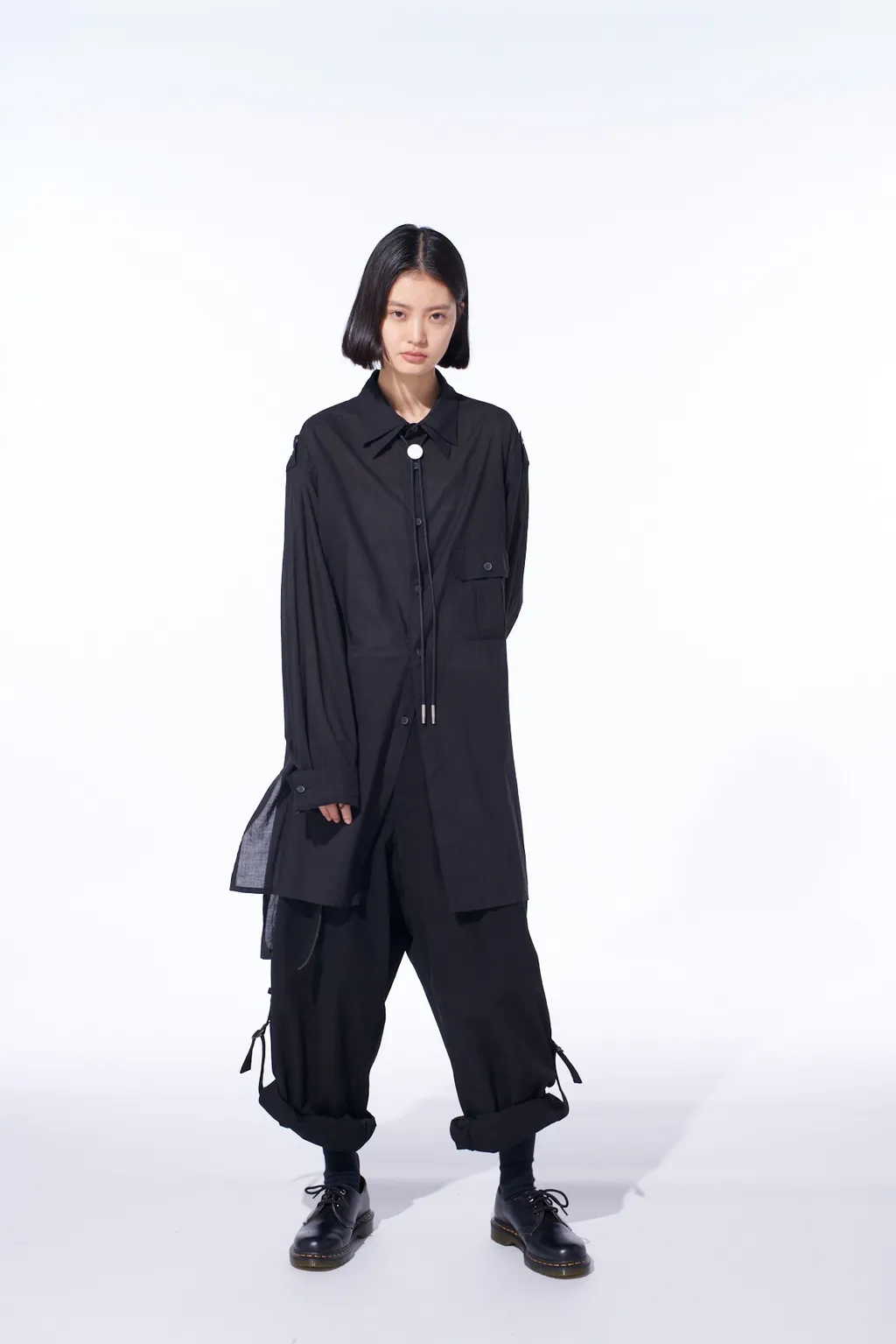 Cotton Silk Loan Oversized Double Collar Military Shirt