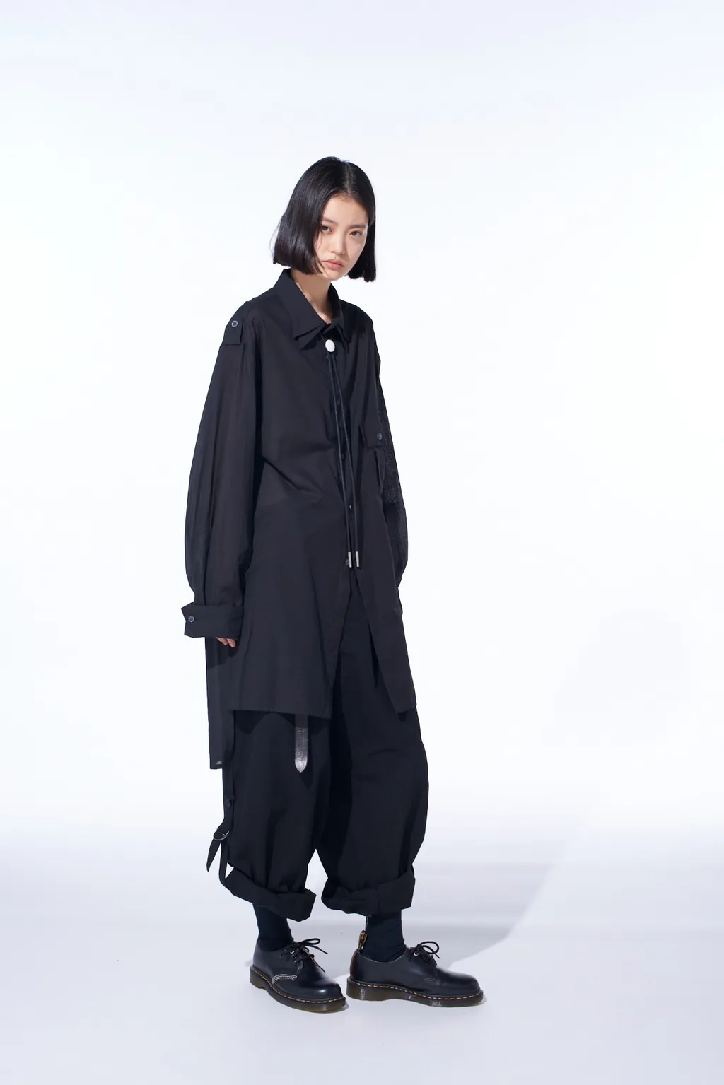 Cotton Silk Loan Oversized Double Collar Military Shirt