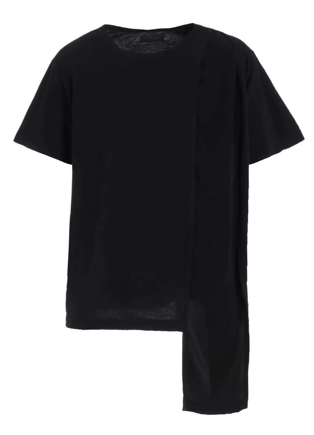 Soft Jersey+Crepe De Chine Asymmetrical T-Shirt
