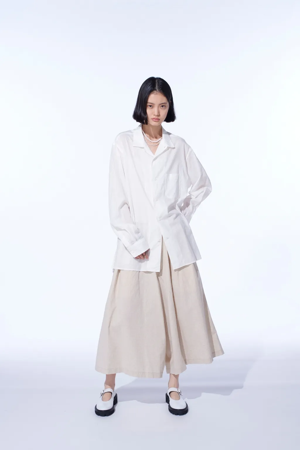Cotton Silk Loan Loose-Fit Open Collar Shirt