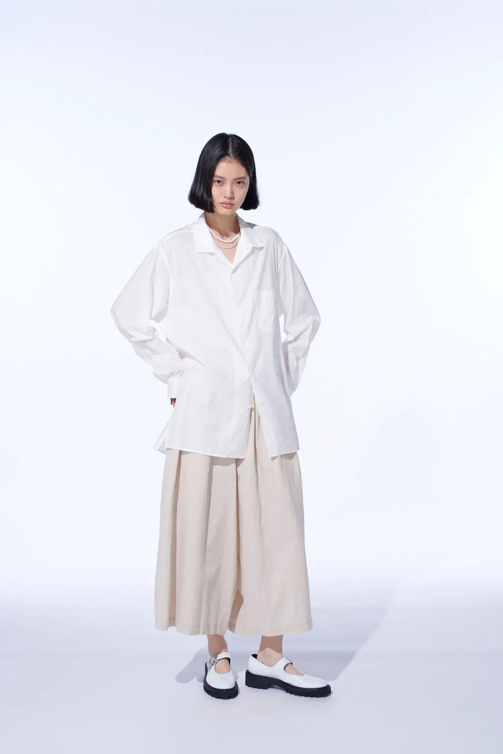 Cotton Silk Loan Loose-Fit Open Collar Shirt