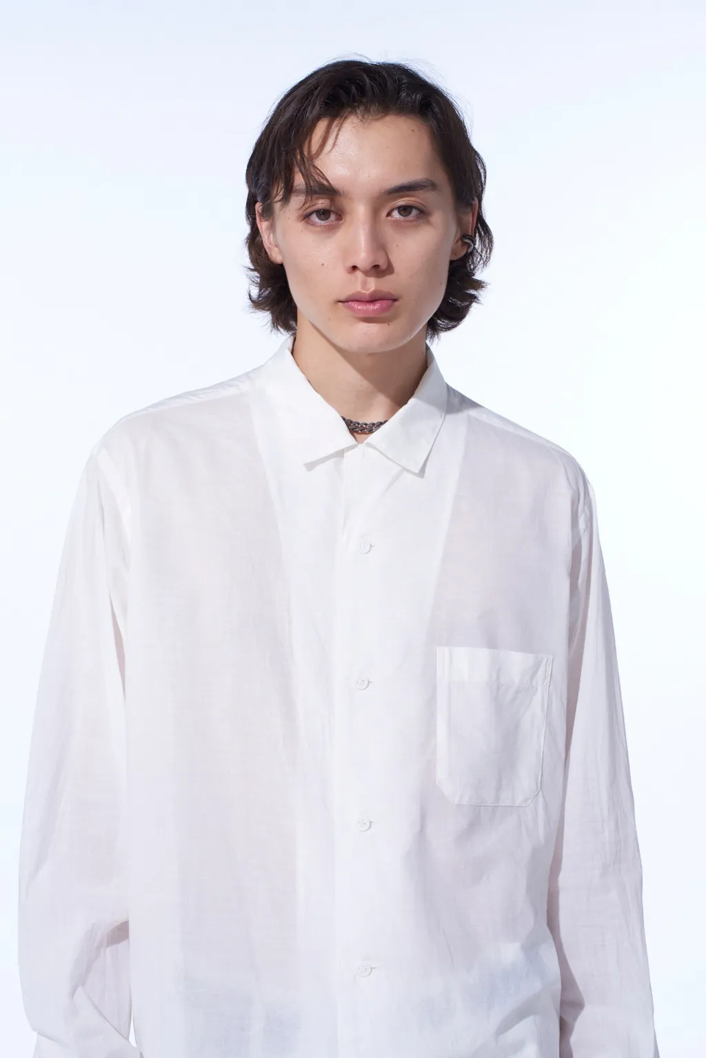Cotton Silk Loan Loose-Fit Open Collar Shirt