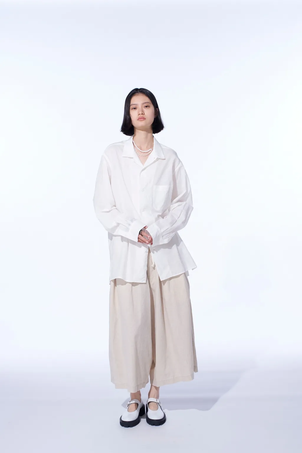 Cotton Silk Loan Loose-Fit Open Collar Shirt