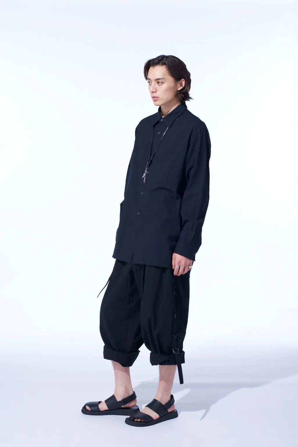 Cotton/Linen Poplin Loose-Fit Regular Collar Shirt