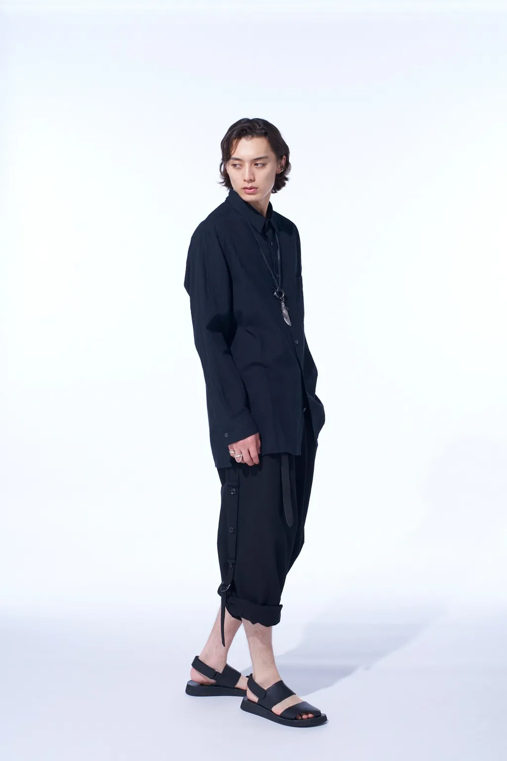 Cotton/Linen Poplin Loose-Fit Regular Collar Shirt