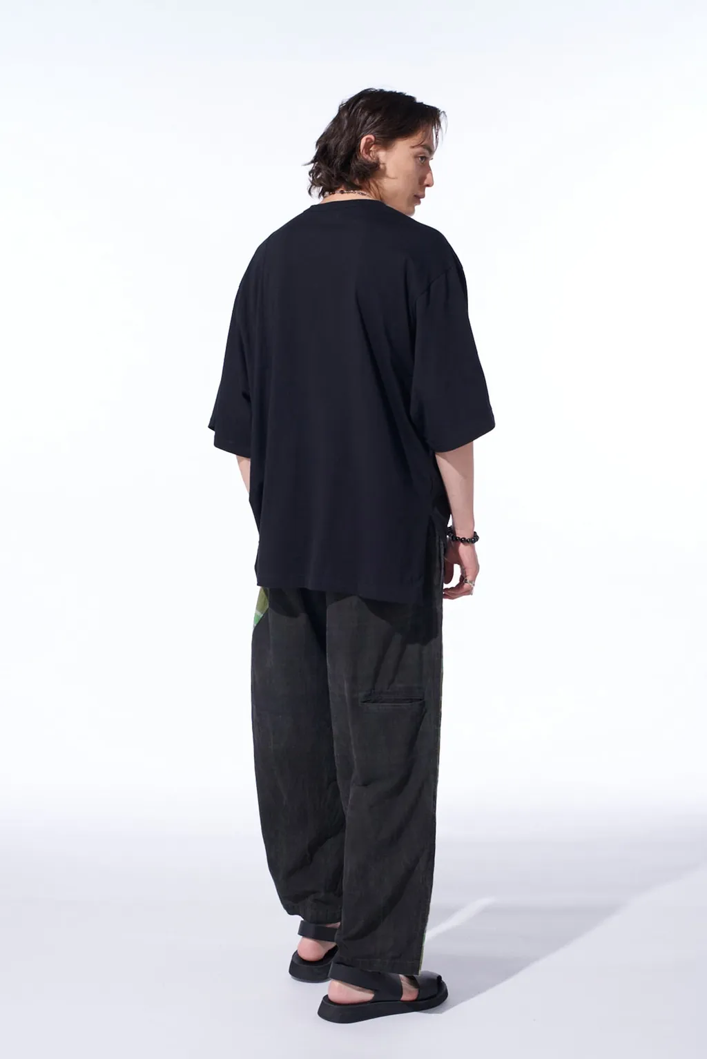Madras Check Pigment Print 3-Tuck Wide Pants