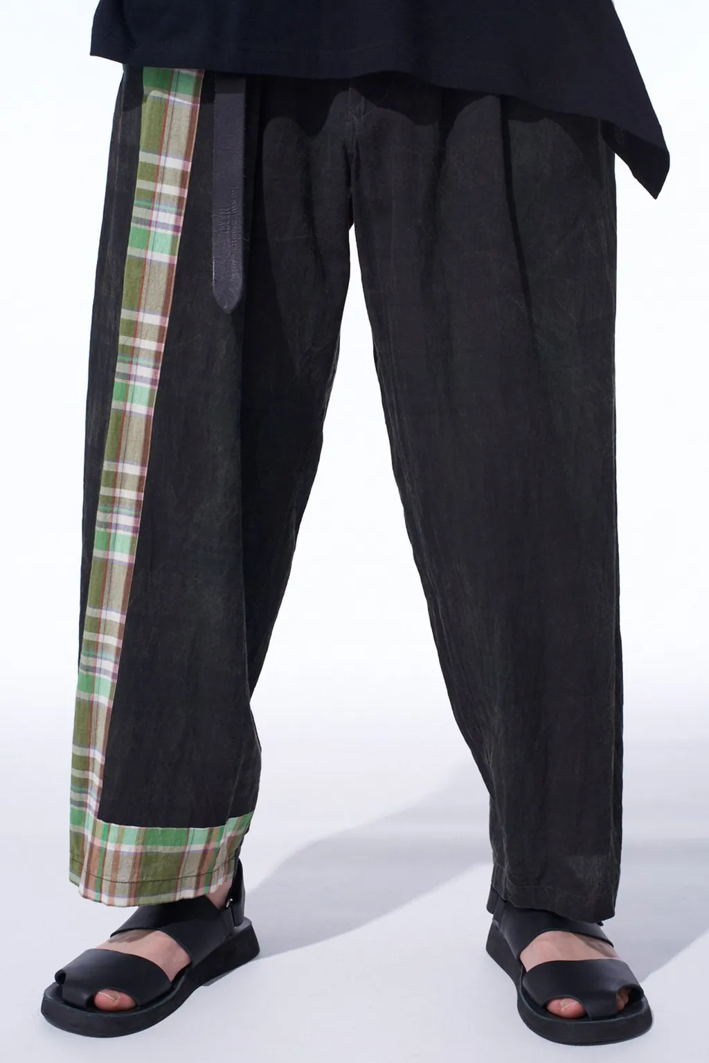 Madras Check Pigment Print 3-Tuck Wide Pants