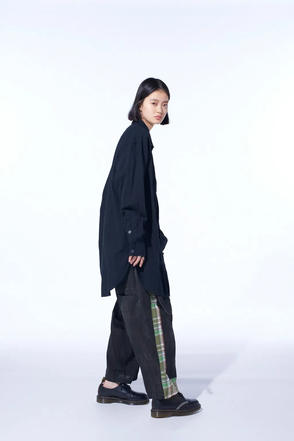 Madras Check Pigment Print 3-Tuck Wide Pants