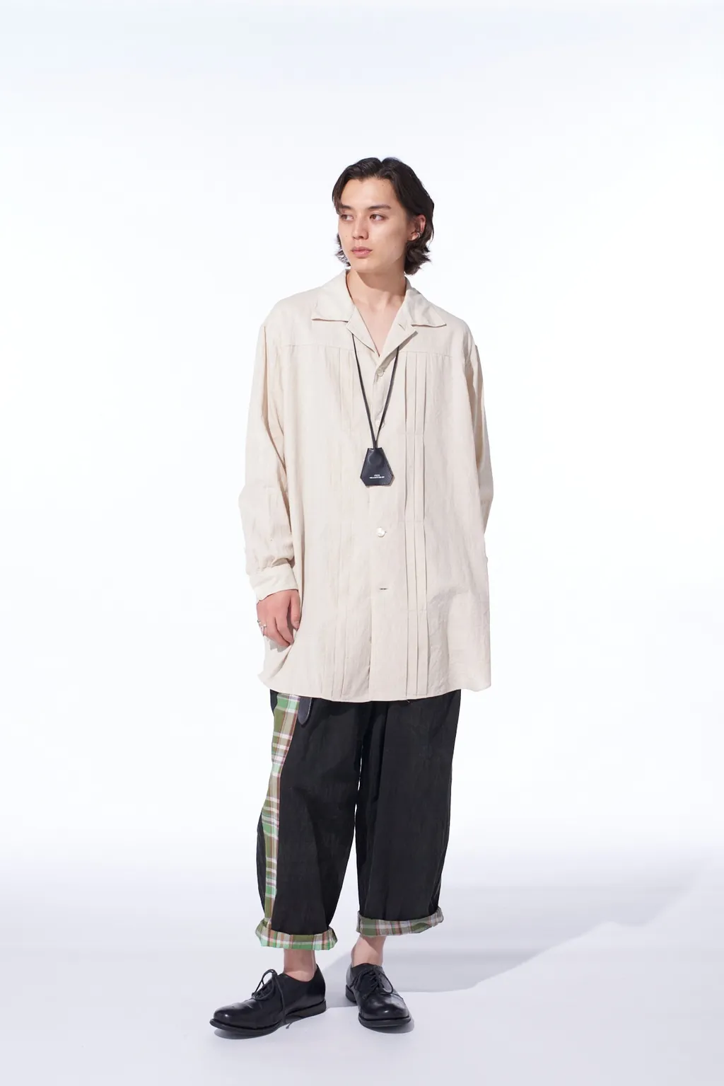 Cotton/Linen Poplin Pleated Oversize Shirt
