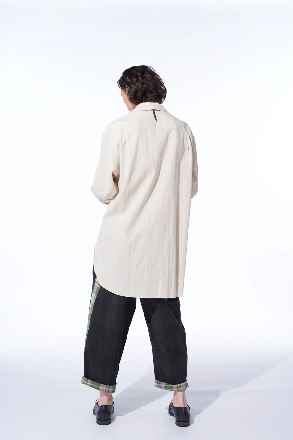 Cotton/Linen Poplin Pleated Oversize Shirt