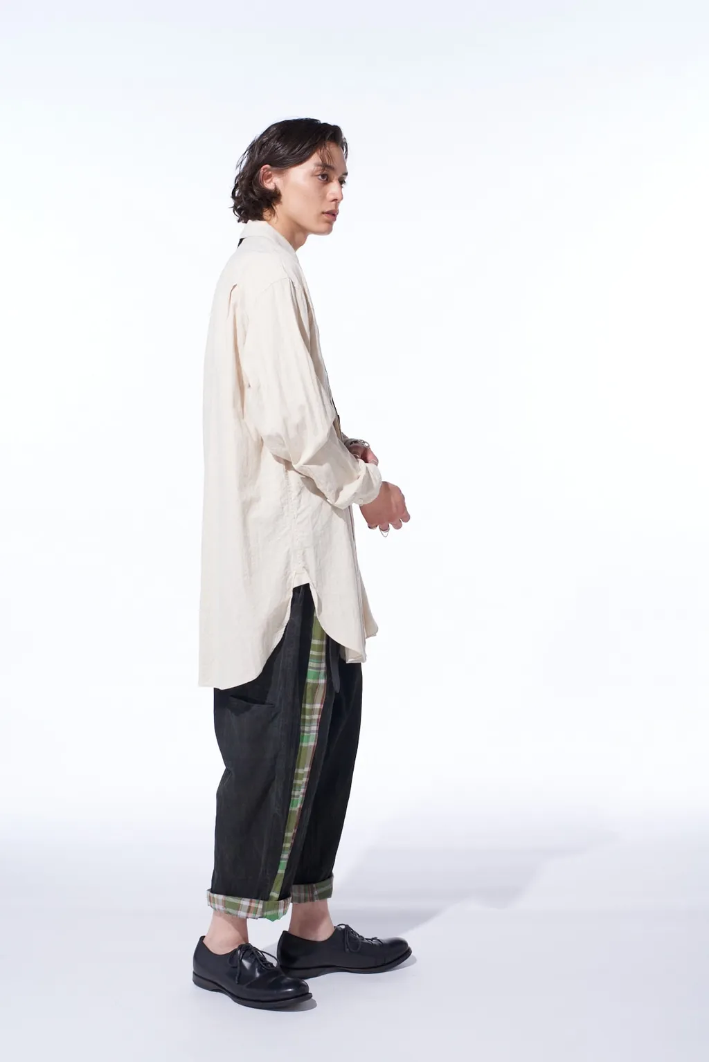 Cotton/Linen Poplin Pleated Oversize Shirt