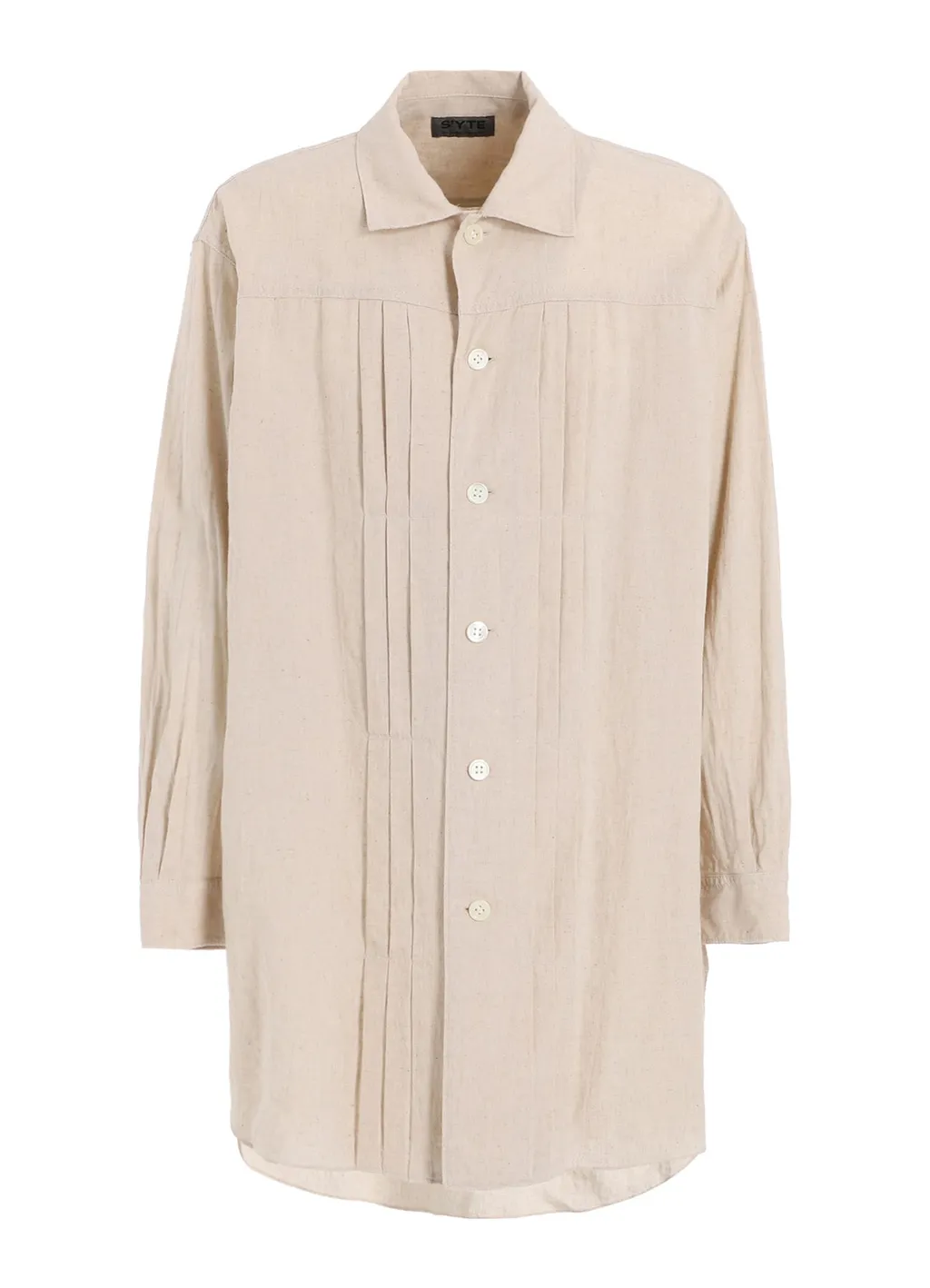 Cotton/Linen Poplin Pleated Oversize Shirt