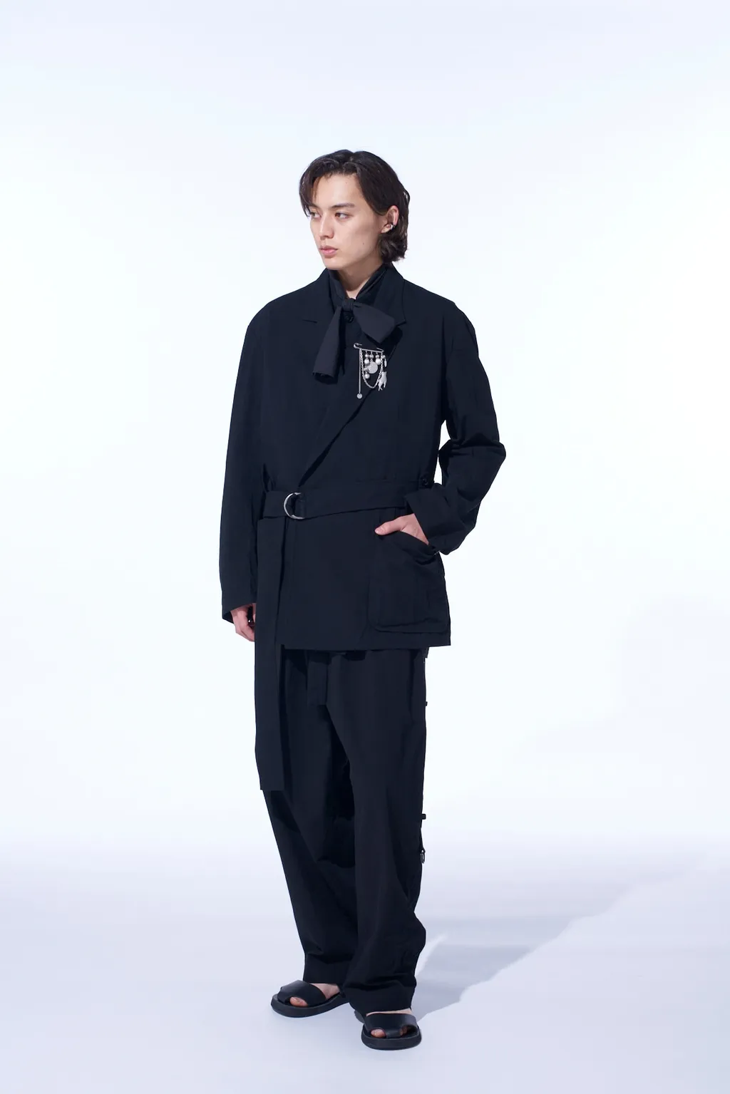 Cotton/Linen Dungaree Belted Jacket
