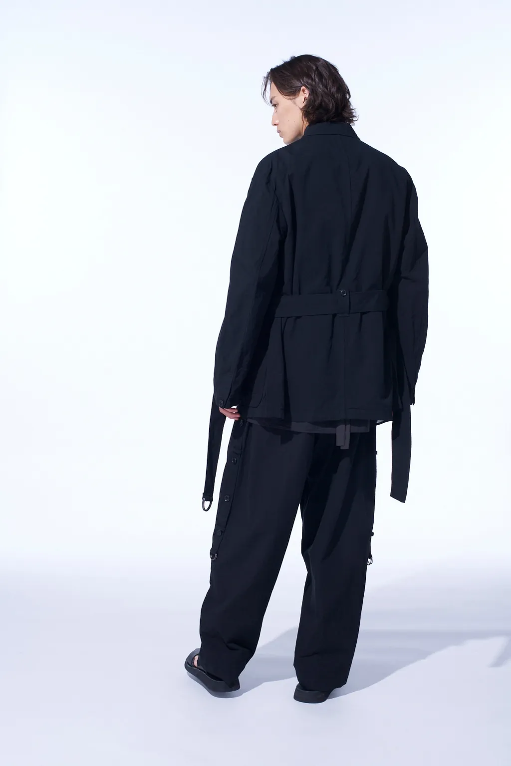Cotton/Linen Dungaree Belted Jacket