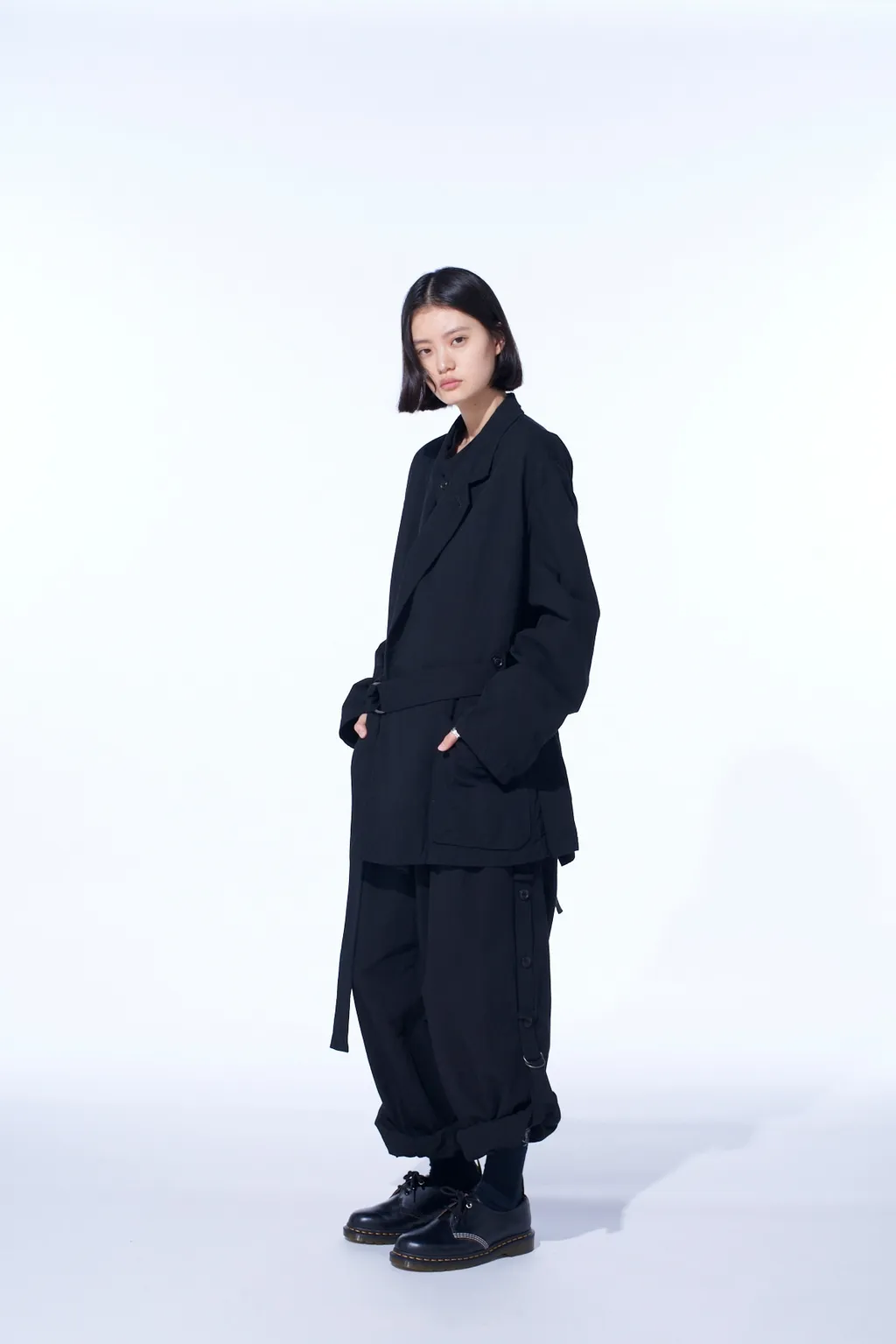 Cotton/Linen Dungaree Belted Jacket