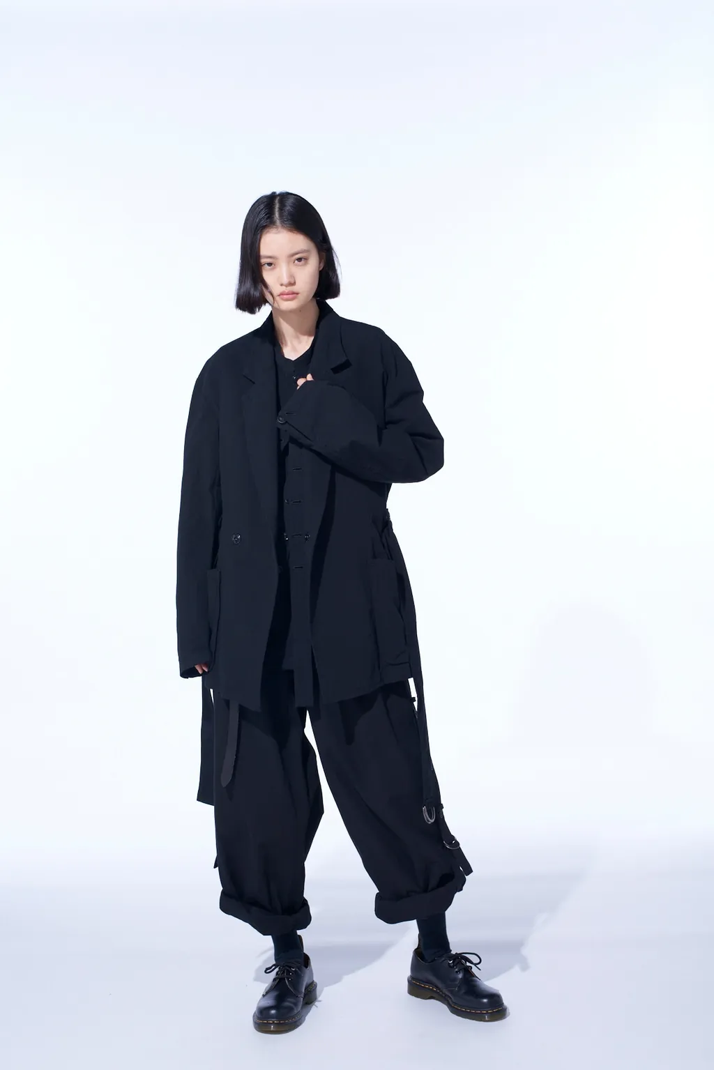 Cotton/Linen Dungaree Belted Jacket