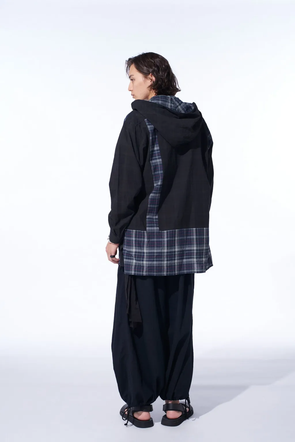 Madras Check Pigment Print Hooded Shirt