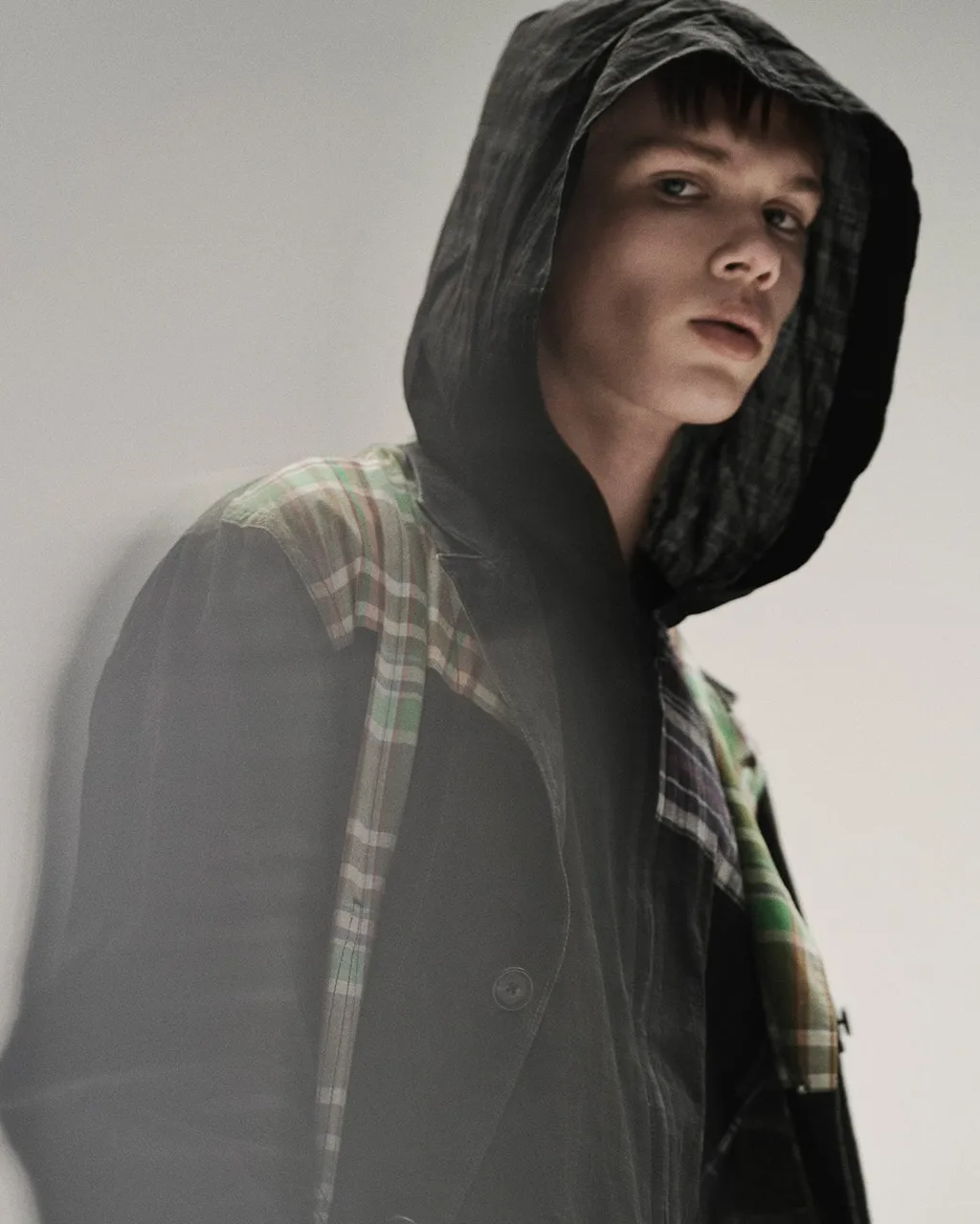 Madras Check Pigment Print Hooded Shirt