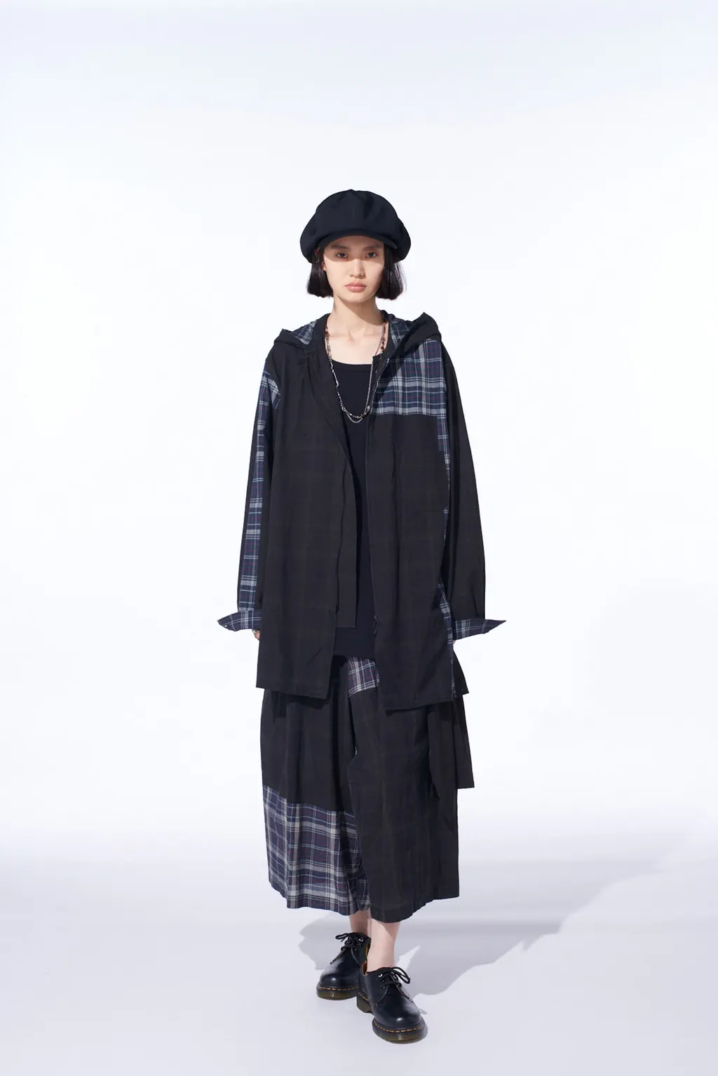 Madras Check Pigment Print Hooded Shirt