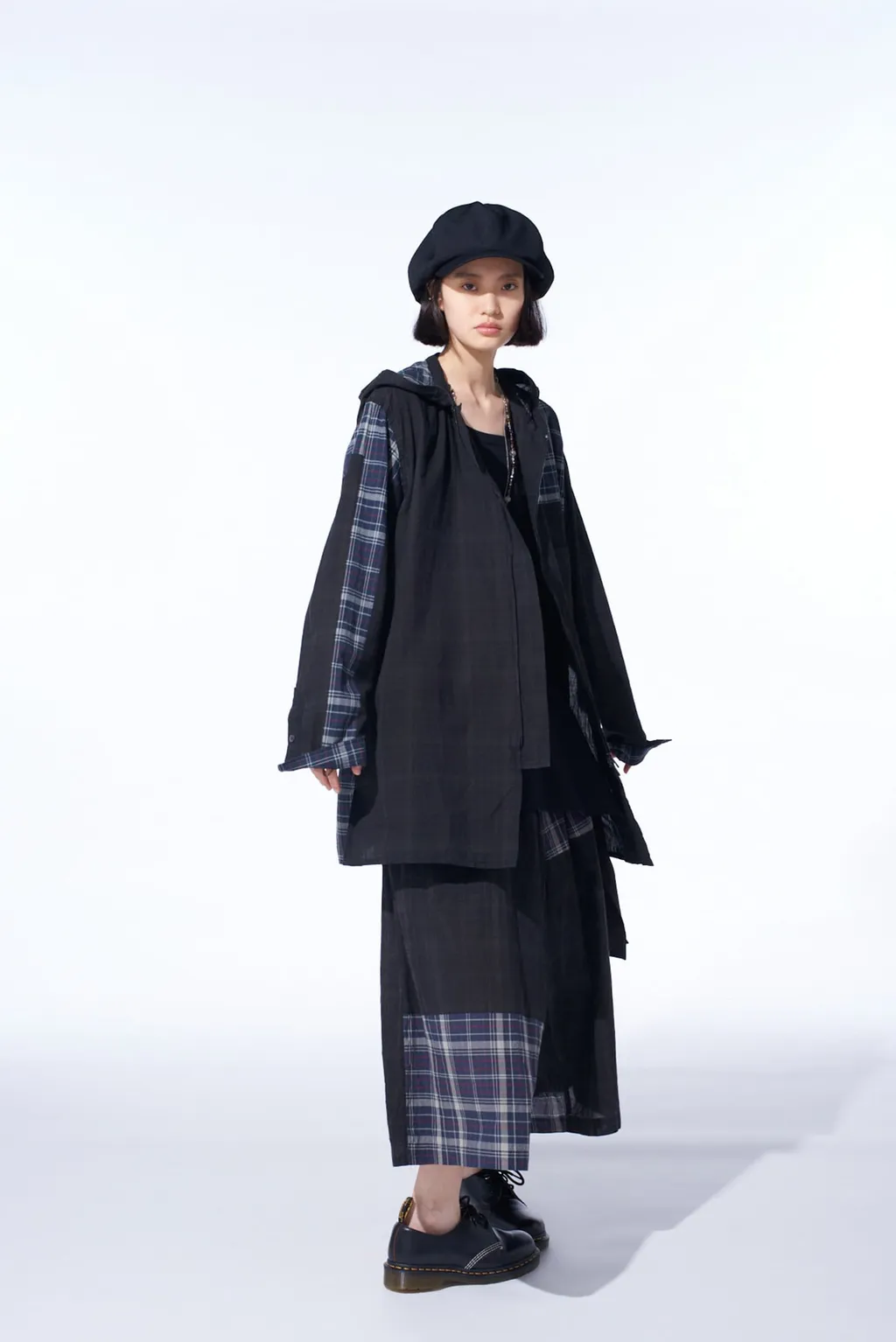 Madras Check Pigment Print Hooded Shirt