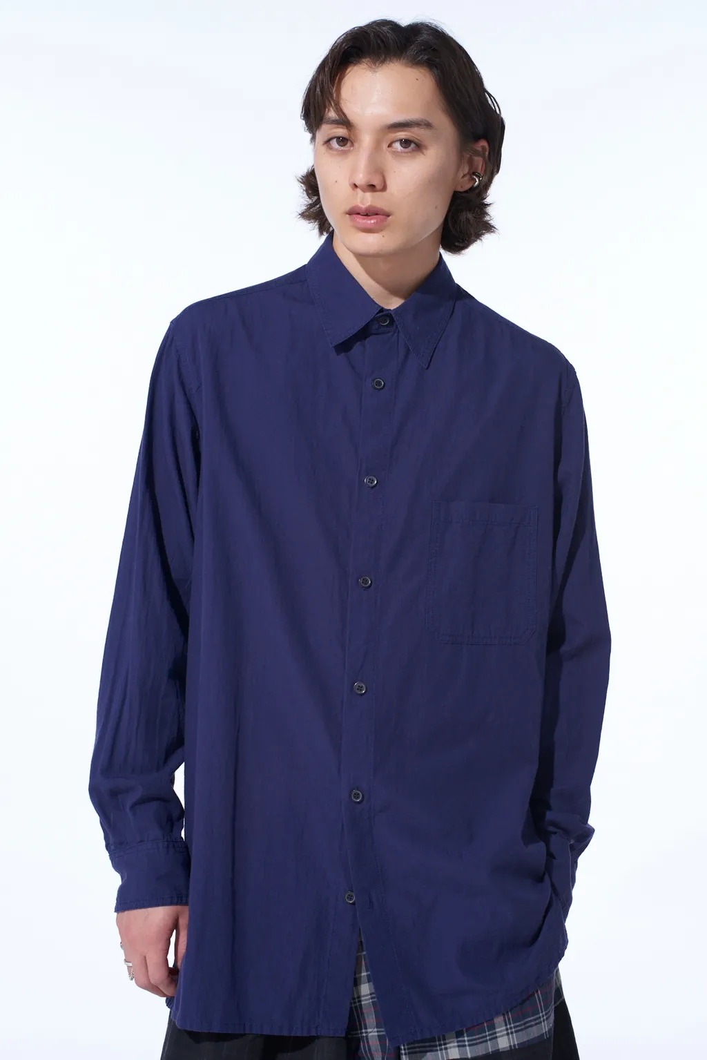 Broadcloth Chambray Loose-Fit Regular Collar Shirt