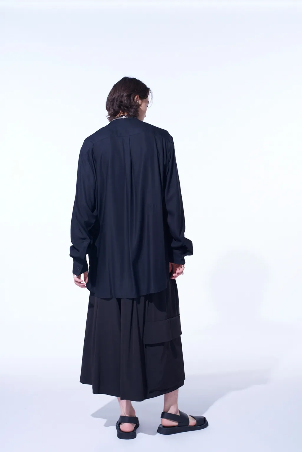 Rayon Twill Loose Fit Stand Collar Shirt