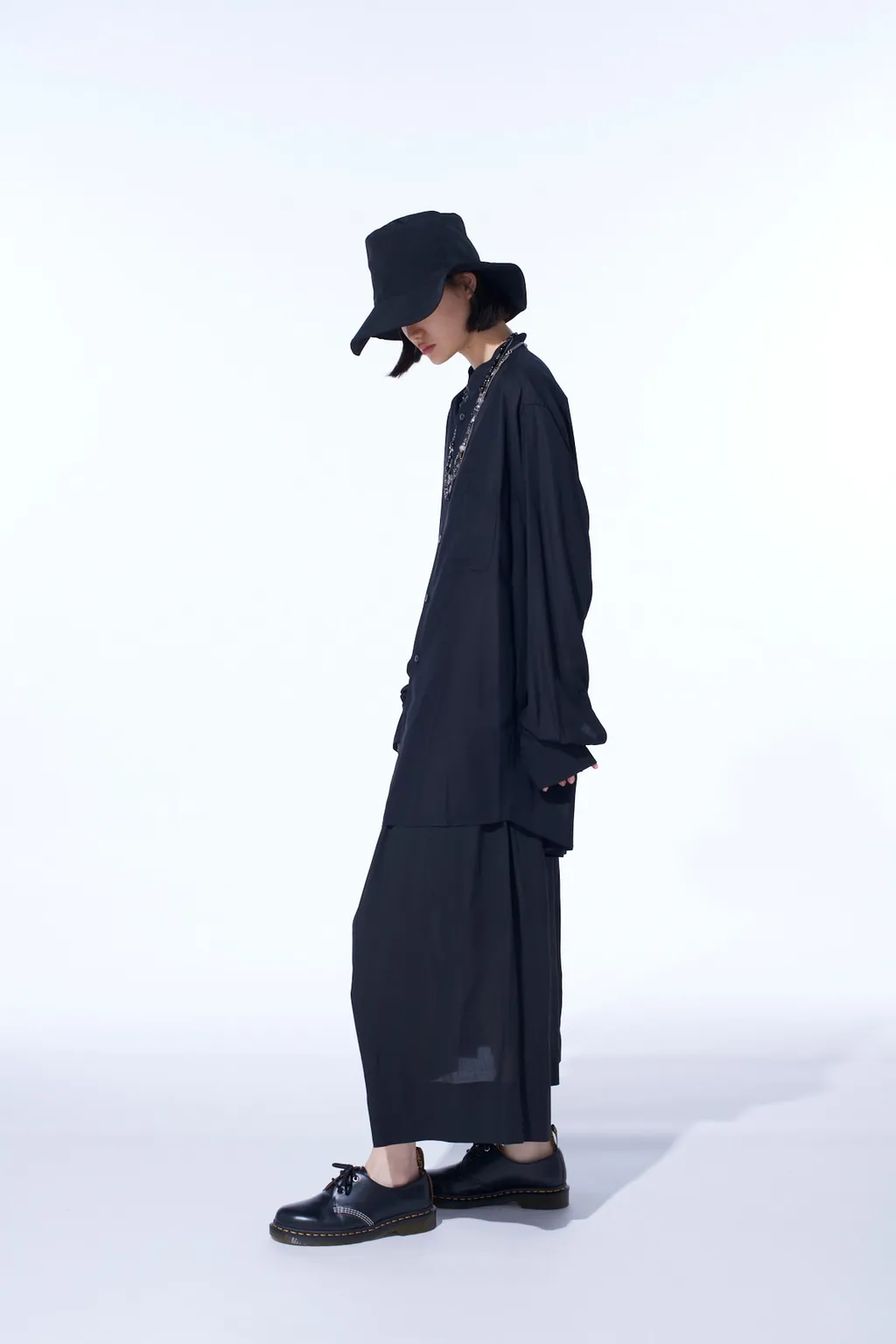 Rayon Twill Loose Fit Stand Collar Shirt