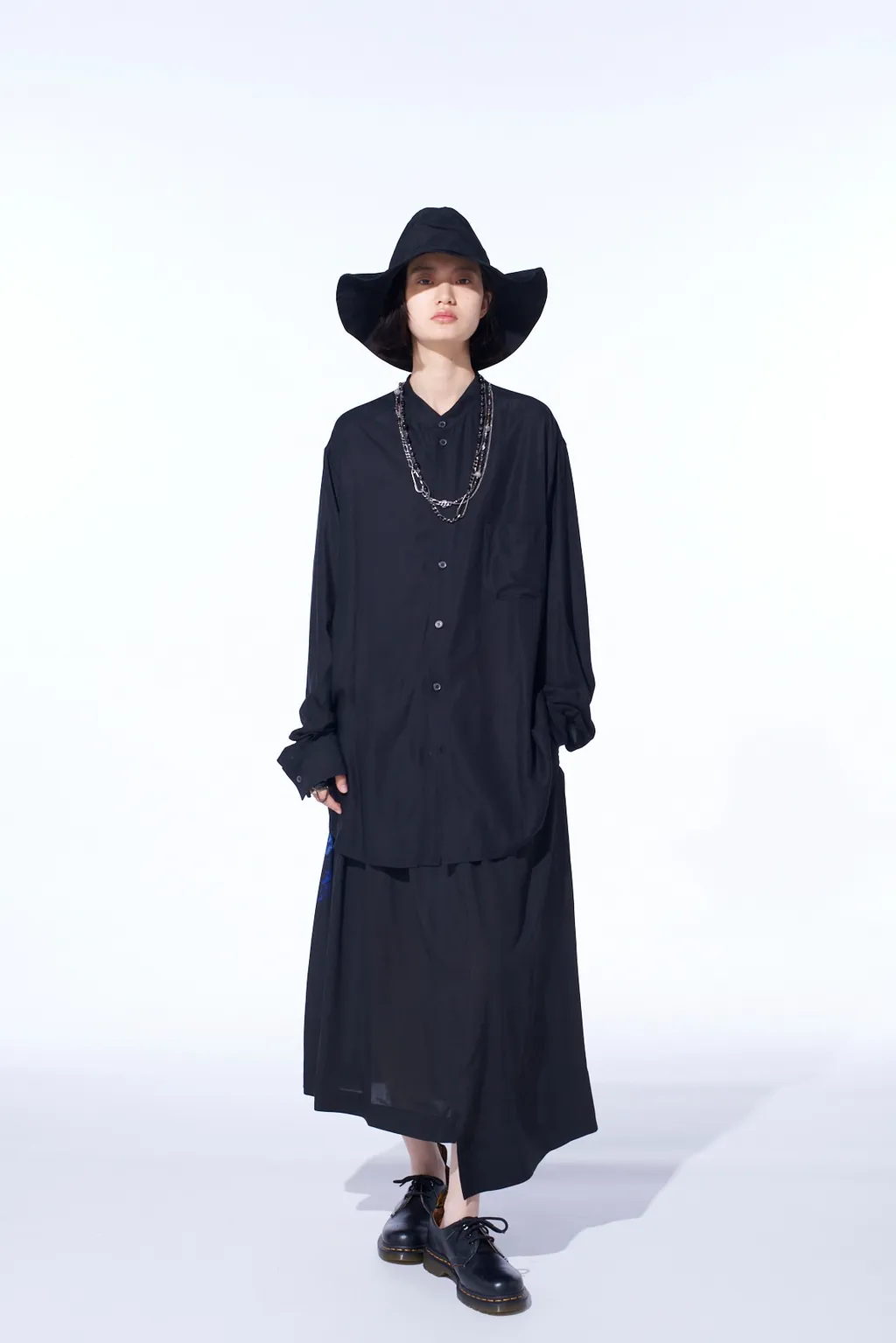 Rayon Twill Loose Fit Stand Collar Shirt