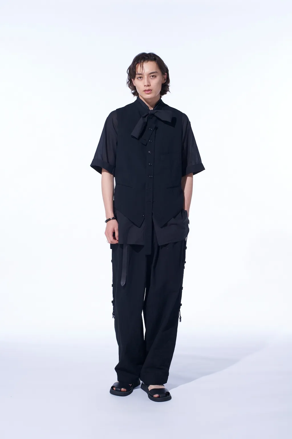 Cotton/Linen Dungaree Stand Collar Vest