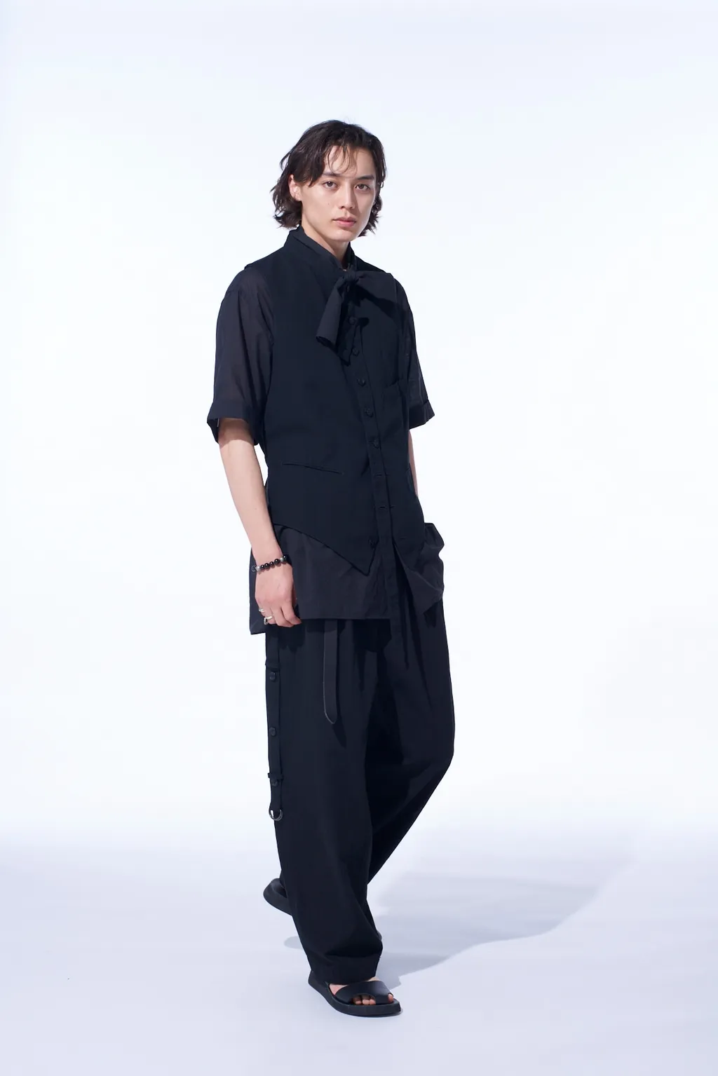 Cotton/Linen Dungaree Stand Collar Vest
