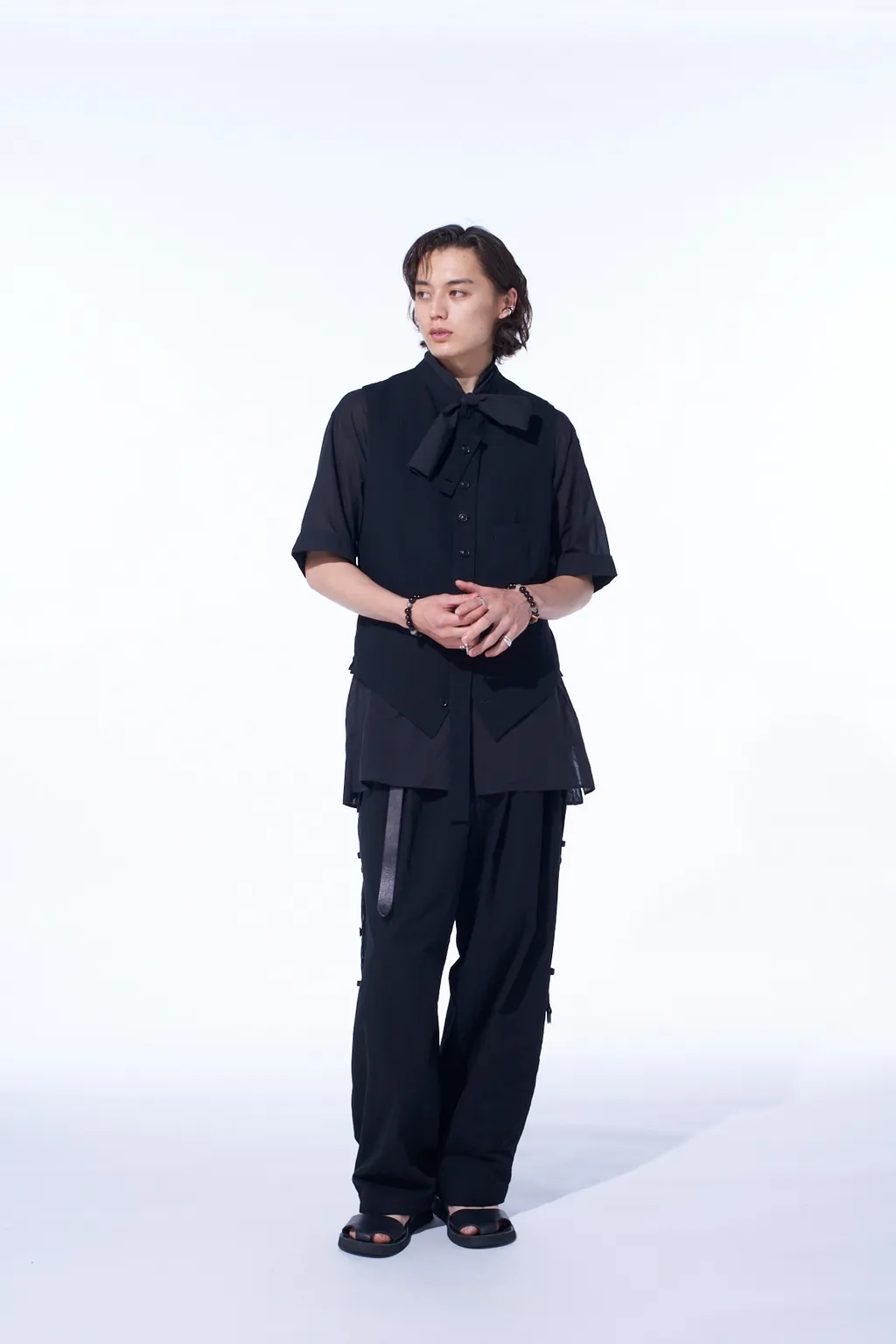 Cotton/Linen Dungaree Stand Collar Vest