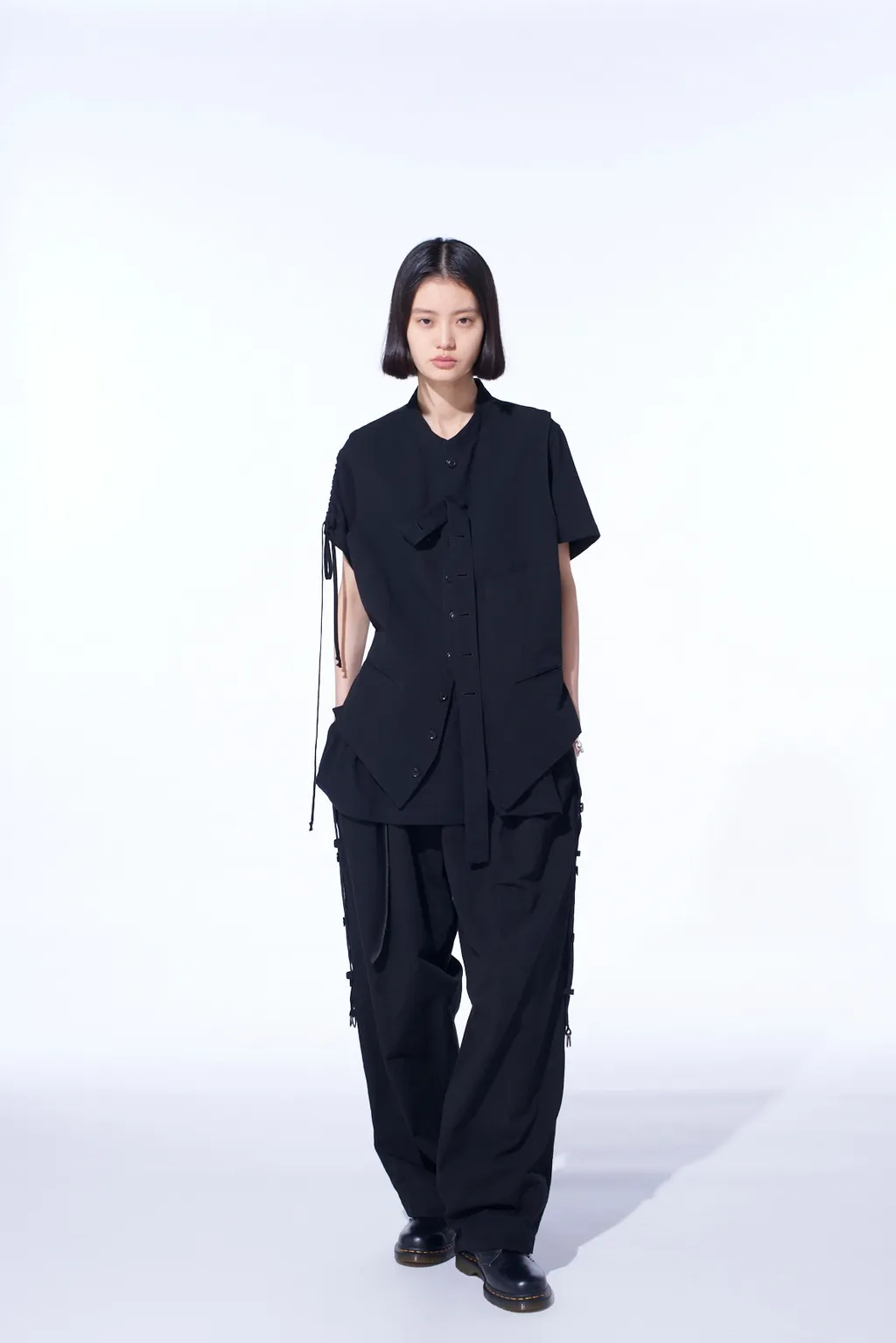 Cotton/Linen Dungaree Stand Collar Vest