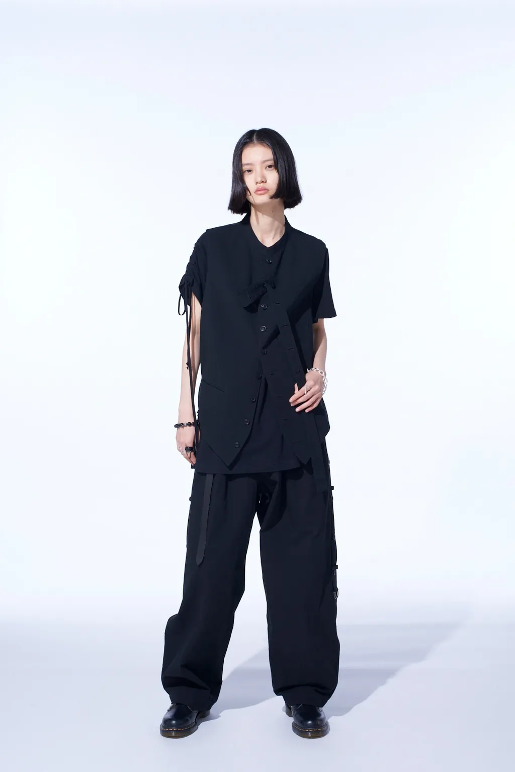 Cotton/Linen Dungaree Stand Collar Vest
