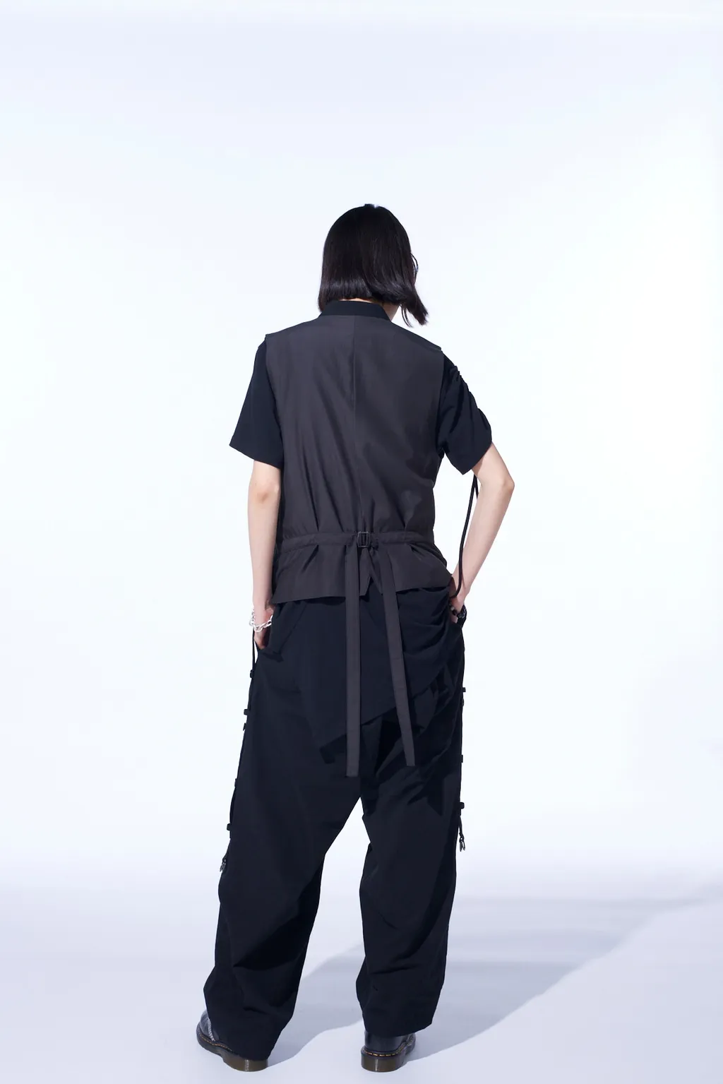 Cotton/Linen Dungaree Stand Collar Vest