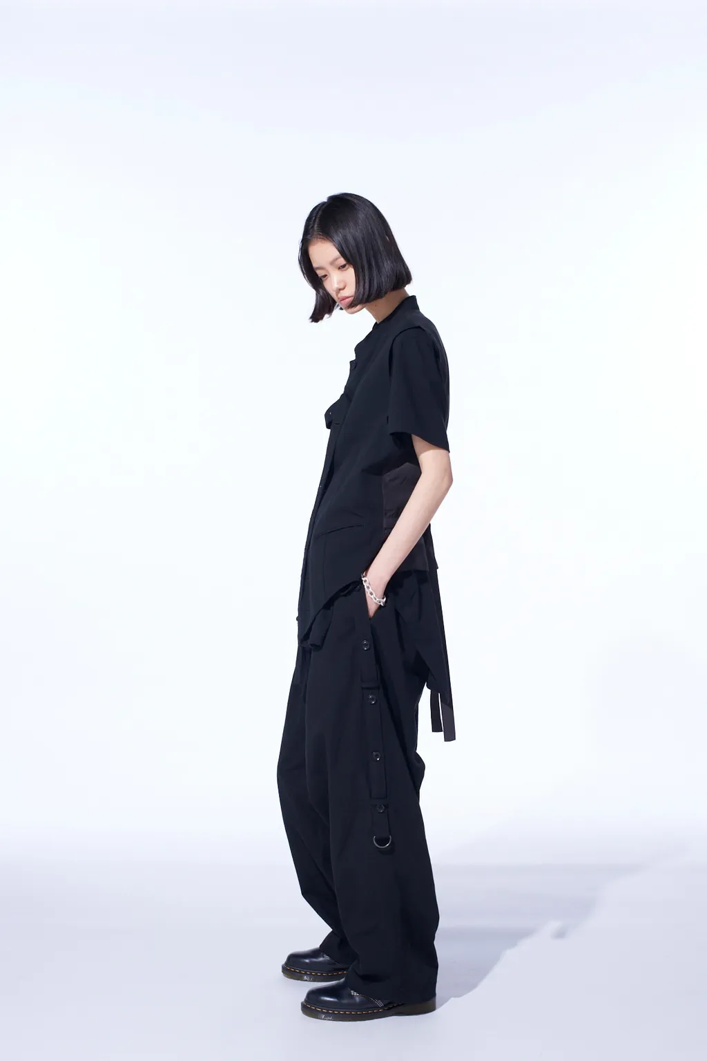 Cotton/Linen Dungaree Stand Collar Vest