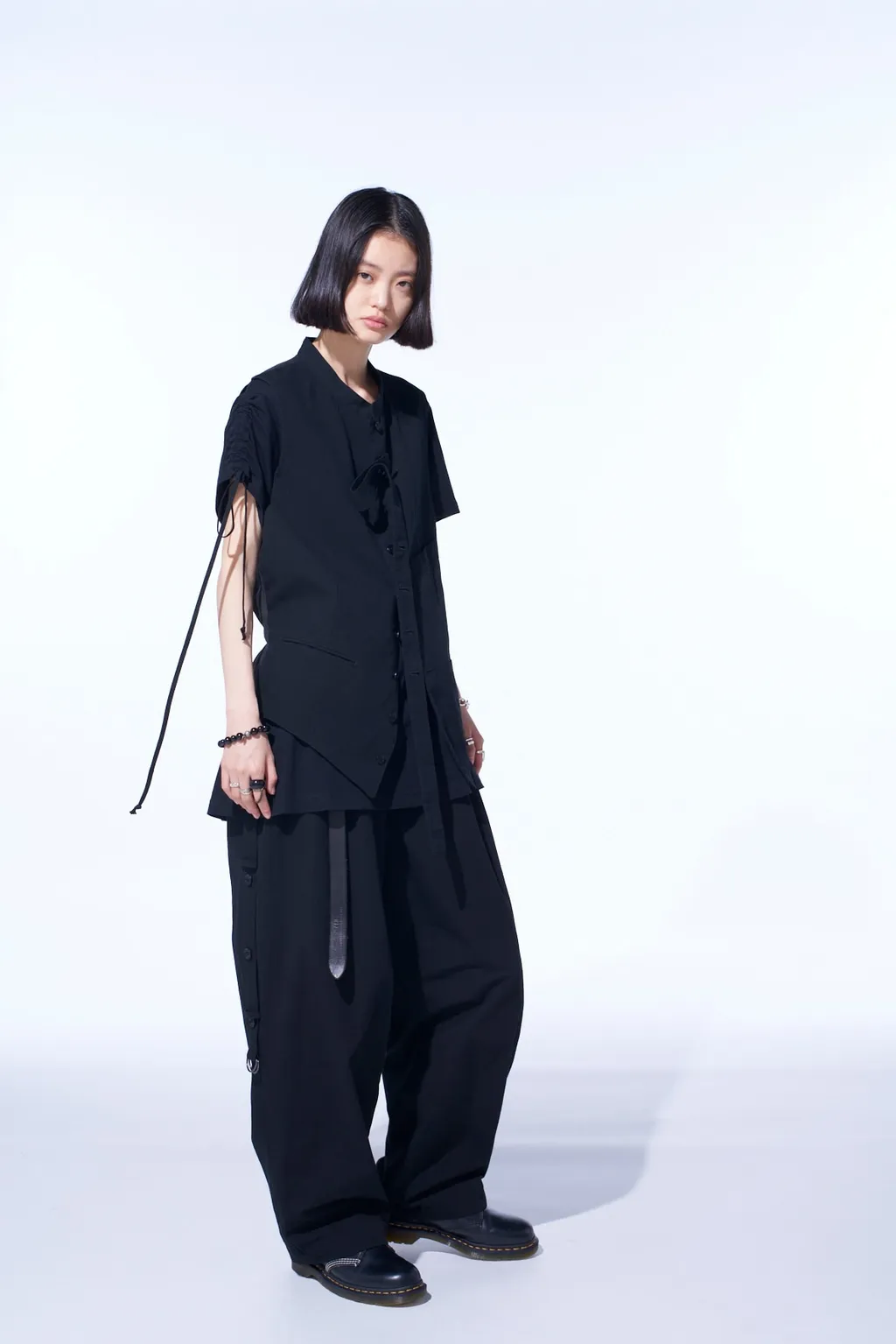 Cotton/Linen Dungaree Stand Collar Vest