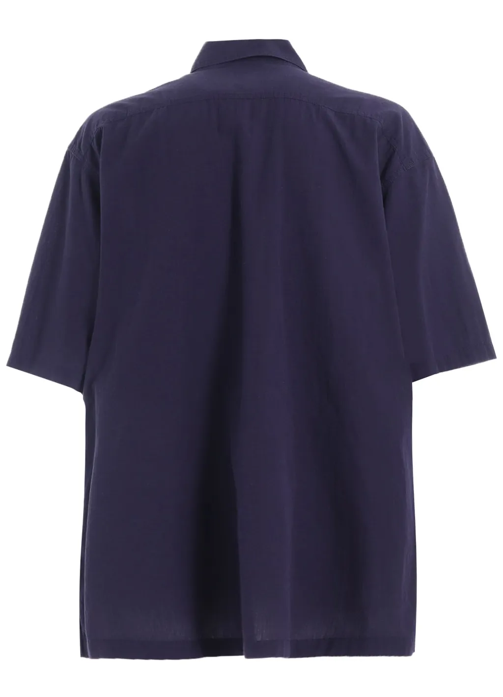 Broadcloth Chambray Flap Pockets Oversized Short-Sleeve Shirt