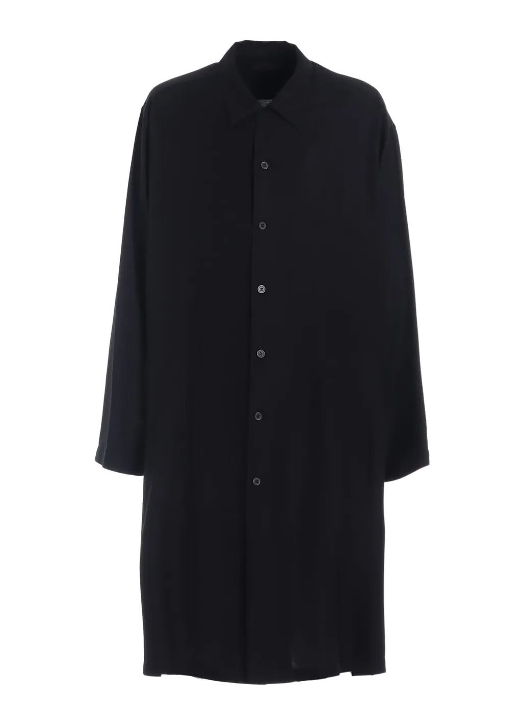 Rayon Twill Open-Collar Long Shirt