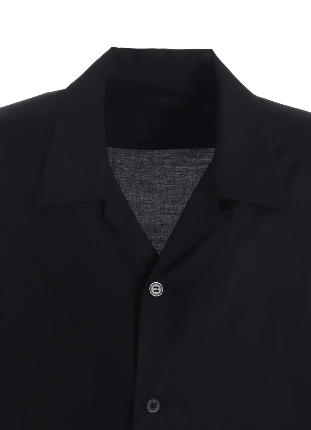 Rayon Twill Open-Collar Long Shirt