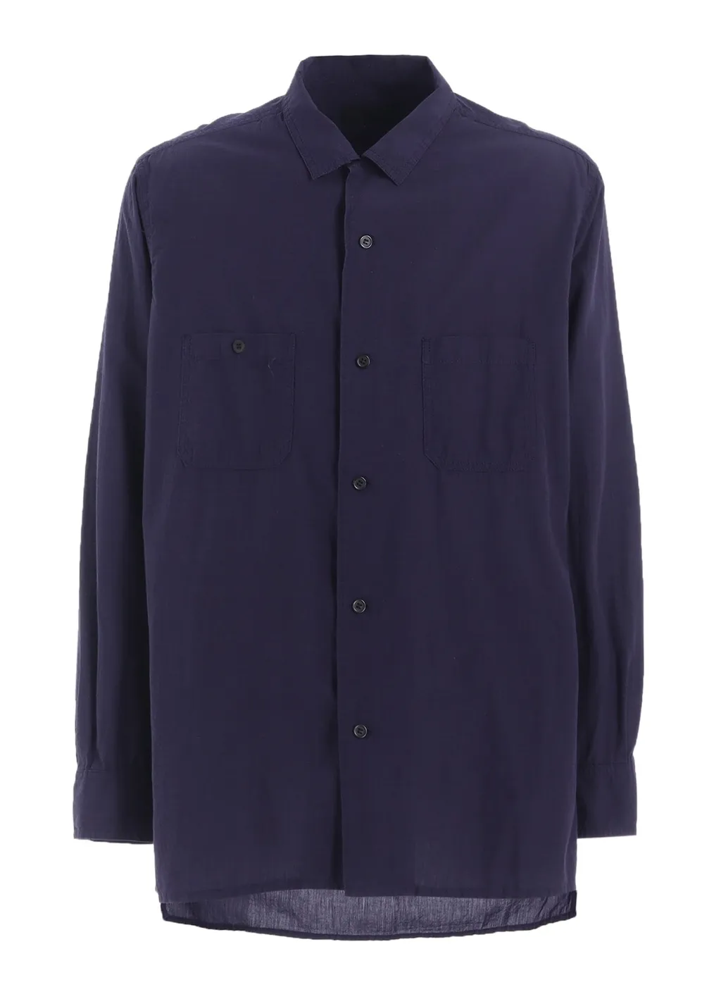 Broadcloth Chambray Loose-Fit Open Collar Shirt