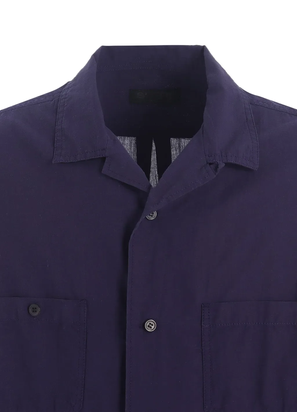 Broadcloth Chambray Loose-Fit Open Collar Shirt