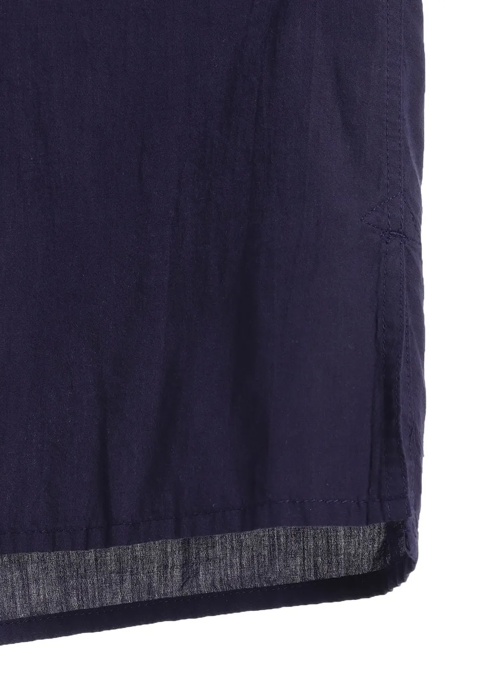Broadcloth Chambray Loose-Fit Open Collar Shirt