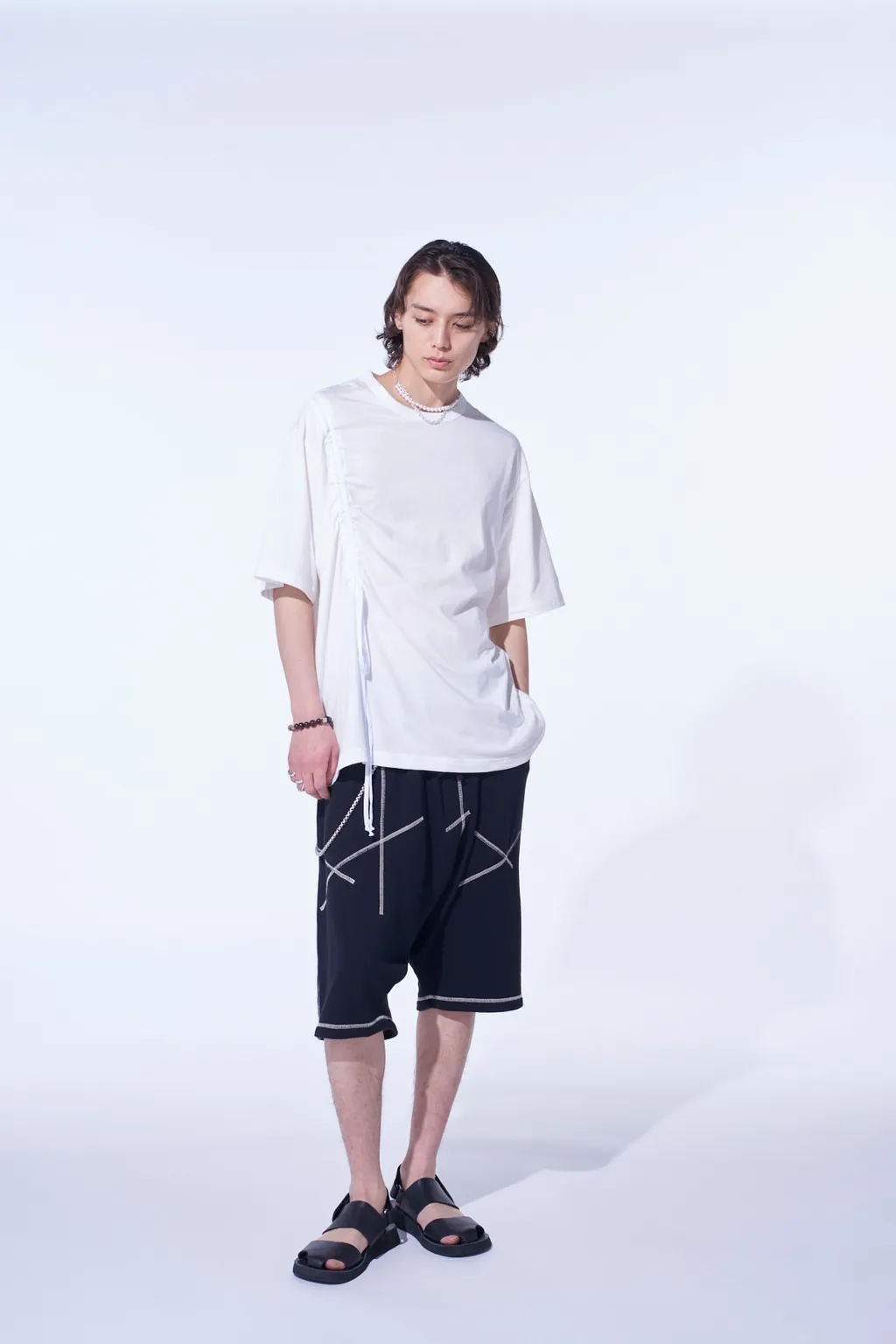 Soft Jersey T-Shirt With Gathered Strings